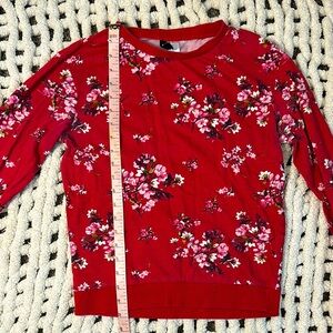 Floral Red Long Sleeve Top